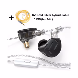 ) KZ ZAX 1DD 7BA Hybrid In Ear Earphones 16 Driver Unit Headset HIFI DJ - black with mic(GS