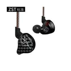 KZ ZST 1BA+1DD In Ear Earphone HiFi Hybrid Drive Bass Music Headset with - black no mic