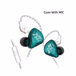 KZ ZSTX 1DD+1BA Hybrid Driver In-ear Earphone Noise Cancelling Headset - cyan with mic