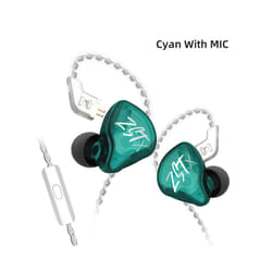 KZ ZSTX 1DD+1BA Hybrid Driver In-ear Earphone Noise Cancelling Headset - cyan with mic