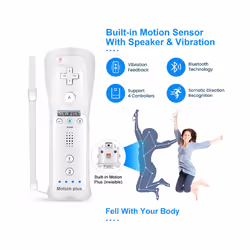 2PCS Remote Controller with Nunchuck Controller for Wii Console Wireless - white 1
