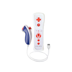 2PCS Remote Controller with Nunchuck Controller for Wii Console Wireless - B red- 1 Set