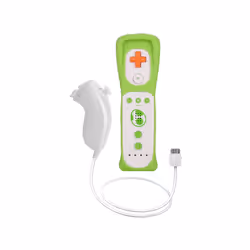 2PCS Remote Controller with Nunchuck Controller for Wii Console Wireless - Green white- 1 Set