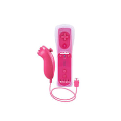 2PCS Remote Controller with Nunchuck Controller for Wii Console Wireless - Pink- 1 Set