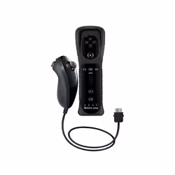 2PCS Remote Controller with Nunchuck Controller for Wii Console Wireless - Black- 1 Set