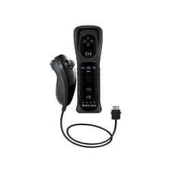 2PCS Remote Controller with Nunchuck Controller for Wii Console Wireless - Black- 1 Set