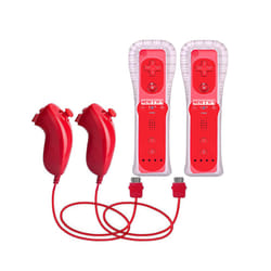 2PCS Remote Controller with Nunchuck Controller for Wii Console Wireless - Red- 2 Set