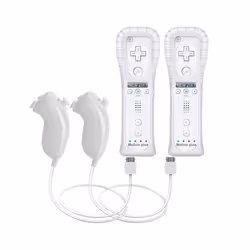 2PCS Remote Controller with Nunchuck Controller for Wii Console Wireless - White- 2 Set