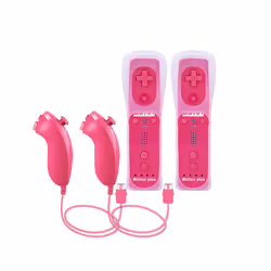 2PCS Remote Controller with Nunchuck Controller for Wii Console Wireless - Pink- 2 Set