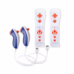 2PCS Remote Controller with Nunchuck Controller for Wii Console Wireless - B red- 2 Set