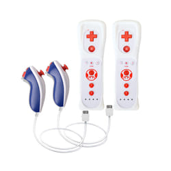 2PCS Remote Controller with Nunchuck Controller for Wii Console Wireless - B red- 2 Set