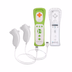 2PCS Remote Controller with Nunchuck Controller for Wii Console Wireless - Green White- 2 Set