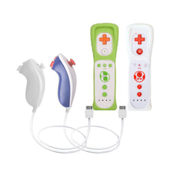 2PCS Remote Controller with Nunchuck Controller for Wii Console Wireless - Green Red- 2 Set