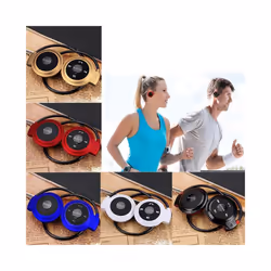 Women Men Sport Wireless Bluetooth Headphones Stereo Earphones Mp3 Music - Gold