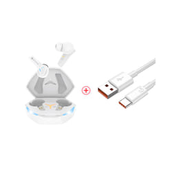 RUSAM GA33 Gamer Headset Low Latency Bluetooth Headphones TWS Wireless - 1white 1 cable