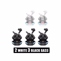 RUSAM GA33 Gamer Headset Low Latency Bluetooth Headphones TWS Wireless - 2 white 3 black