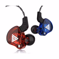 QKZ AK6 Copper Driver HiFi Wired Earphone Ps4 Sport Gaming Headphones - Double-red blue