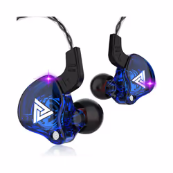 QKZ AK6 Copper Driver HiFi Wired Earphone Ps4 Sport Gaming Headphones - blue