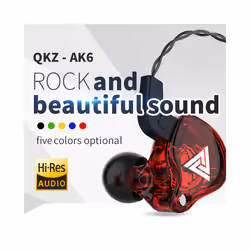 QKZ AK6 Copper Driver HiFi Wired Earphone Ps4 Sport Gaming Headphones - blue