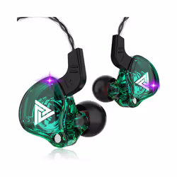 QKZ AK6 Copper Driver HiFi Wired Earphone Ps4 Sport Gaming Headphones - green