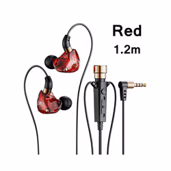 HiFi Wired Headphones with Microphone Noise-Cancelling Dynamic Earphones - KT-02Red 1.2M