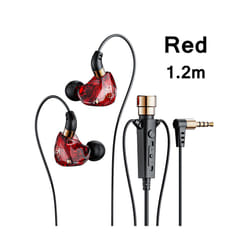 HiFi Wired Headphones with Microphone Noise-Cancelling Dynamic Earphones - KT-02Red 1.2M