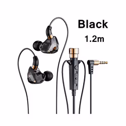 HiFi Wired Headphones with Microphone Noise-Cancelling Dynamic Earphones - KT-02Black 1.2M
