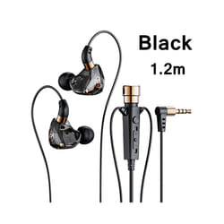 HiFi Wired Headphones with Microphone Noise-Cancelling Dynamic Earphones - KT-02Black 1.2M