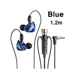 HiFi Wired Headphones with Microphone Noise-Cancelling Dynamic Earphones - KT-02Blue 1.2M