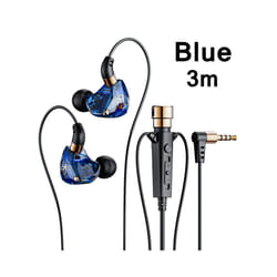 HiFi Wired Headphones with Microphone Noise-Cancelling Dynamic Earphones - KT-02Blue 3M