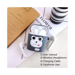 i7 MINI TWS cute Earphone Wireless Headphones Bluetooth Earbuds Blutooth - grey cat