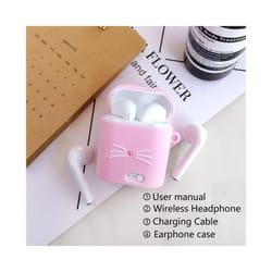 i7 MINI TWS cute Earphone Wireless Headphones Bluetooth Earbuds Blutooth - pink beard