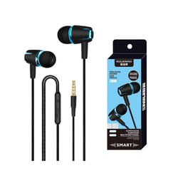 Wired Headphones Electroplating Bass Stereo In-ear Earphone With Mic Hands-free - dark blue