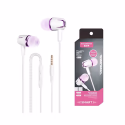Wired Headphones Electroplating Bass Stereo In-ear Earphone With Mic Hands-free - white purple