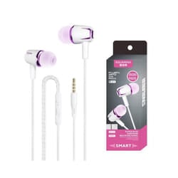 Wired Headphones Electroplating Bass Stereo In-ear Earphone With Mic Hands-free - white purple