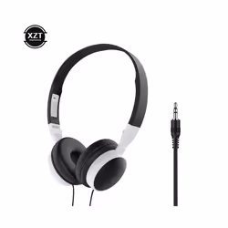 Wired Foldable 3.5mm Headphones Head Mounted Headset Earphone Headphones - Black