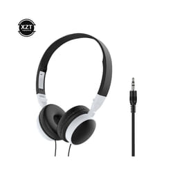 Wired Foldable 3.5mm Headphones Head Mounted Headset Earphone Headphones - Black