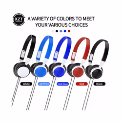 Wired Foldable 3.5mm Headphones Head Mounted Headset Earphone Headphones - Black