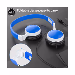 Wired Foldable 3.5mm Headphones Head Mounted Headset Earphone Headphones - Black