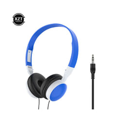 Wired Foldable 3.5mm Headphones Head Mounted Headset Earphone Headphones - Blue