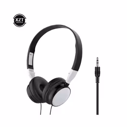 Wired Foldable 3.5mm Headphones Head Mounted Headset Earphone Headphones - White