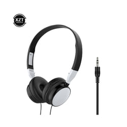 Wired Foldable 3.5mm Headphones Head Mounted Headset Earphone Headphones - White