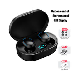 TWS E7S Wireless Headphones Bluetooth Button Control Sport Headset Waterproof - Black