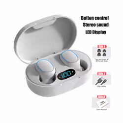 TWS E7S Wireless Headphones Bluetooth Button Control Sport Headset Waterproof - White