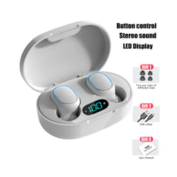 TWS E7S Wireless Headphones Bluetooth Button Control Sport Headset Waterproof - White