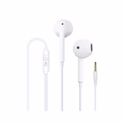 Wired Earphones With Microphone 3.5mm Earphones Plug In-Ear Headphones - WHITE