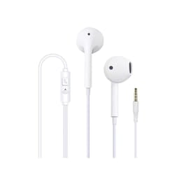 Wired Earphones With Microphone 3.5mm Earphones Plug In-Ear Headphones - WHITE