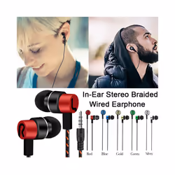 Earphones Wired Earbuds For Phones Universal 3.5mm In-Ear Stereo Headphones - Gold