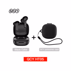QCY HT05 ANC Wireless Earphone 40dB Noise Cancelling Bluetooth 5.2 Headphone - Black with Case01