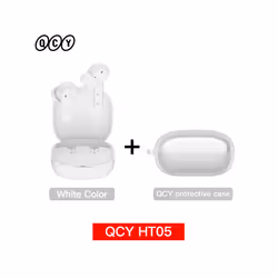 QCY HT05 ANC Wireless Earphone 40dB Noise Cancelling Bluetooth 5.2 Headphone - HT05 White with Case